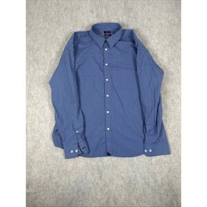 UNTUCKIT Mens Shirt 2 Ply Cotton Woven In Italy Blue Stripe Wrinkle Free 2XL
